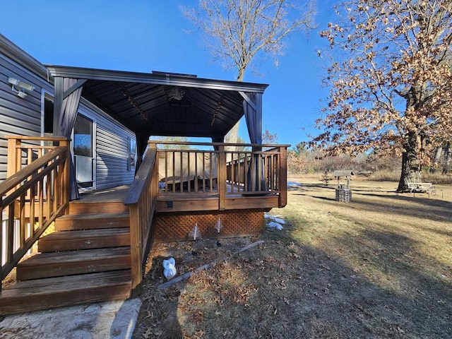 wooden terrace with a gazebo