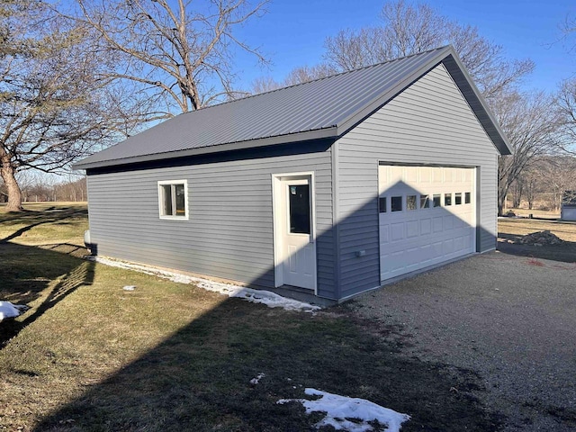 garage with a yard