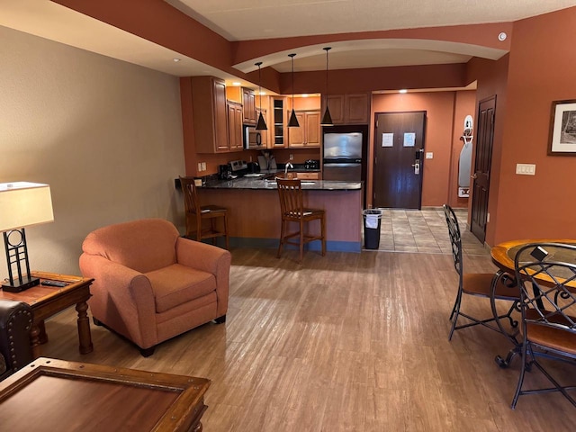 living room featuring light hardwood / wood-style floors