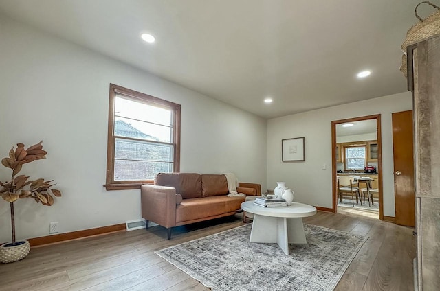 living room featuring light hardwood / wood-style floors