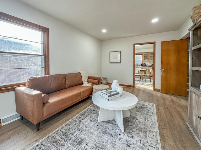 living room featuring light hardwood / wood-style floors