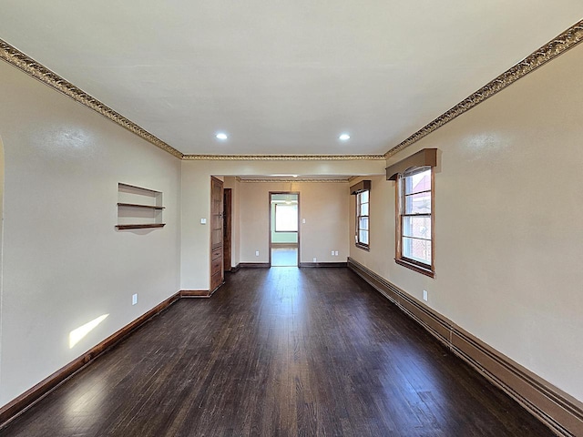 unfurnished room featuring dark wood-type flooring