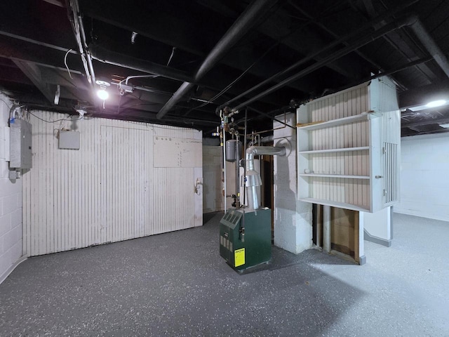 basement with electric panel