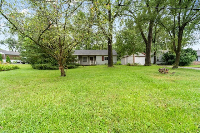 view of yard featuring an outdoor structure