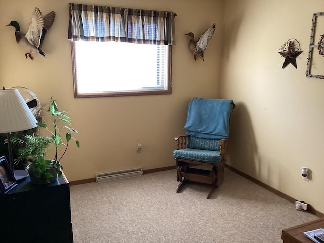 living area with carpet