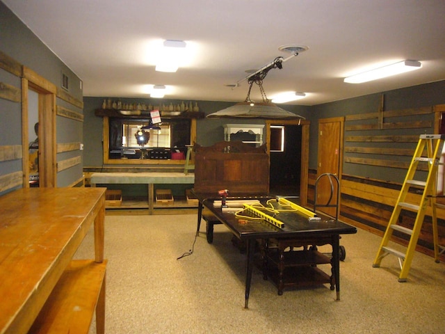 game room with carpet floors