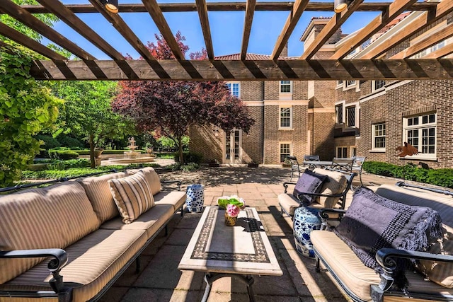 304 Braebourne Ct, Green Bay, WI 54301 - view of patio / terrace with an outdoor living space and a pergola