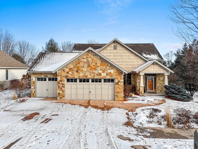 view of front of house with a garage