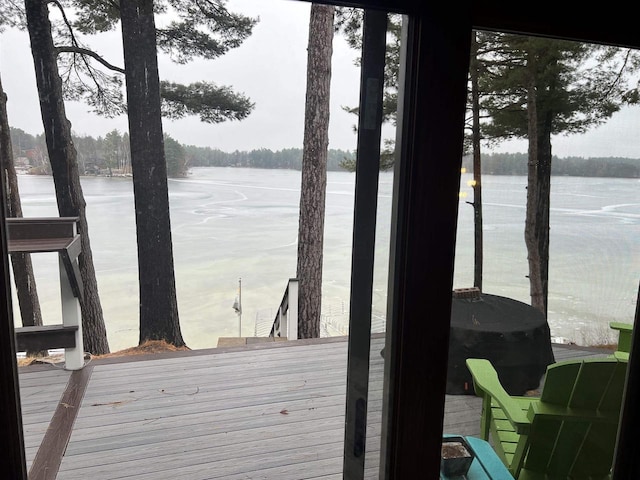 dock area featuring a water view