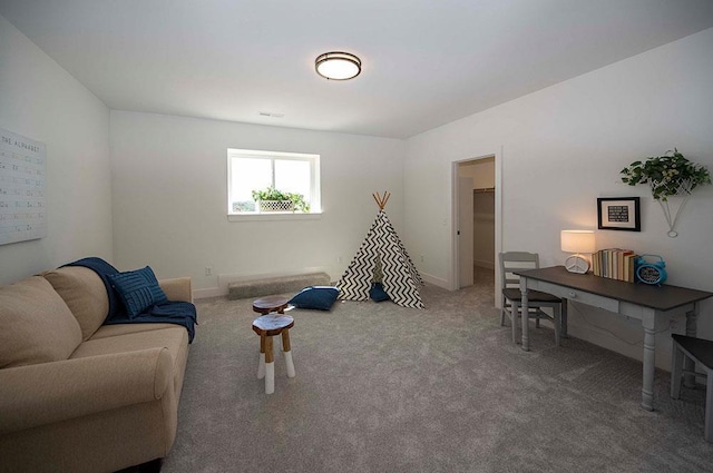 game room featuring carpet flooring