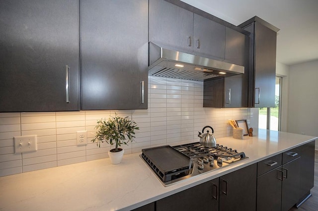 kitchen with decorative backsplash and stainless steel gas cooktop