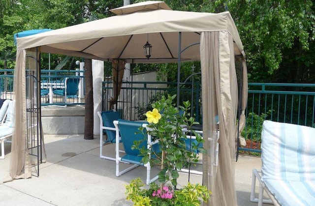 view of patio featuring a gazebo