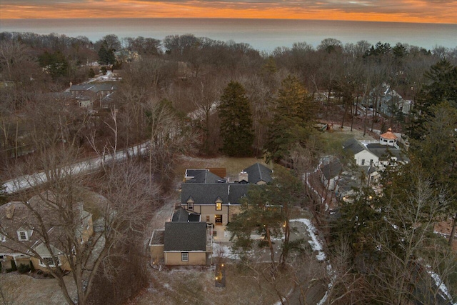 view of aerial view at dusk