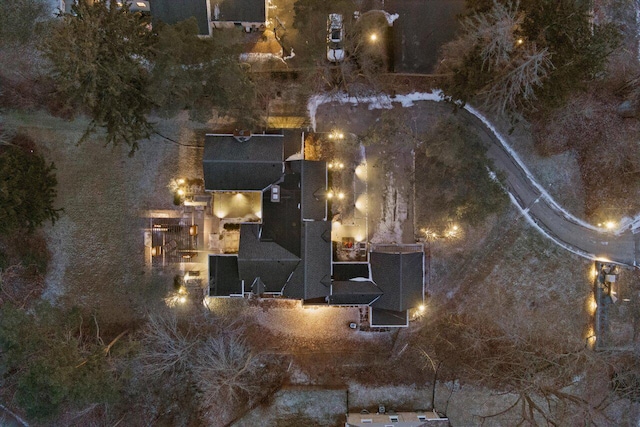 view of aerial view at night