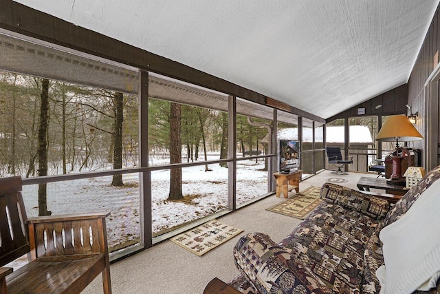 sunroom / solarium with lofted ceiling