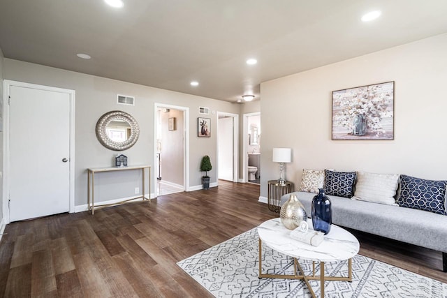 living room with wood-type flooring