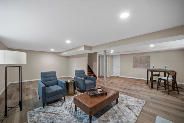 living room featuring light hardwood / wood-style flooring