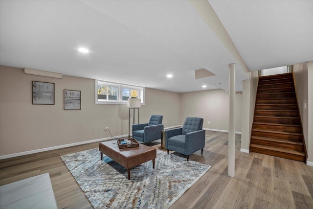 living room with light wood-type flooring