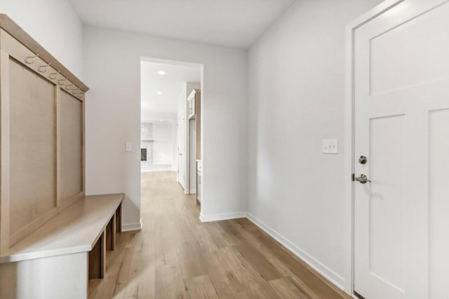 mudroom featuring light wood-type flooring