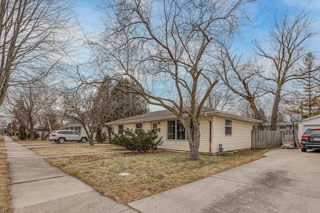 view of front of home with a front yard