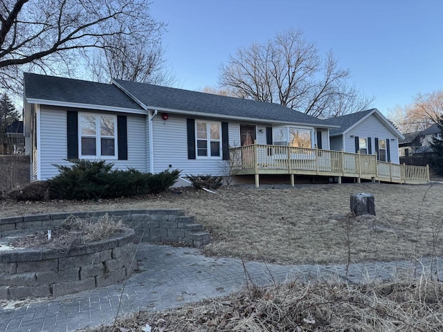 single story home with a deck