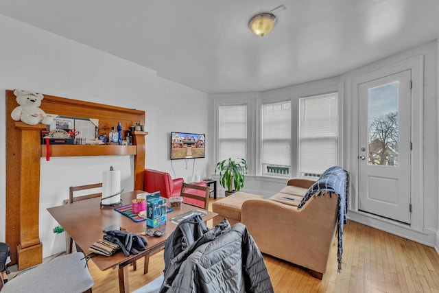 living room featuring light wood-type flooring