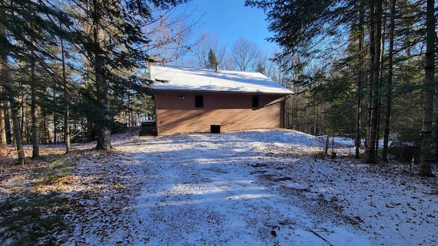 view of snow covered exterior