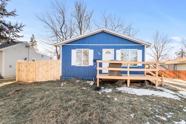 view of front of home with a wooden deck