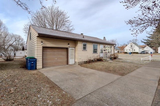 exterior space featuring a garage