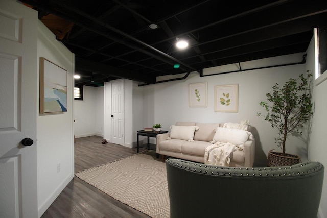 living room featuring dark hardwood / wood-style flooring