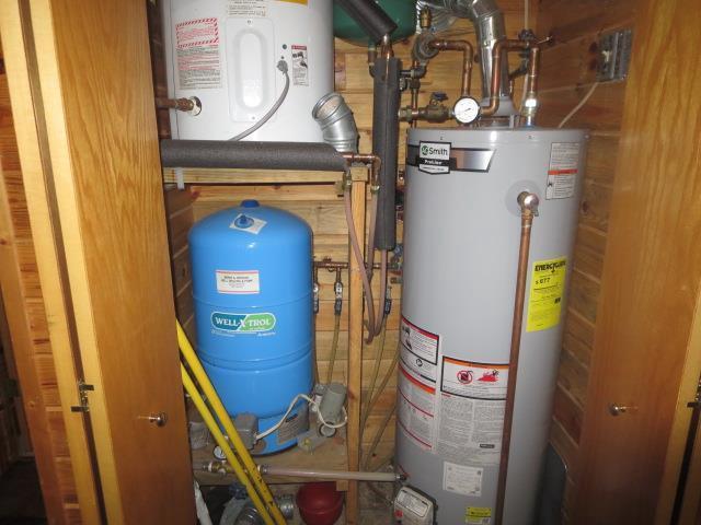 utility room featuring water heater