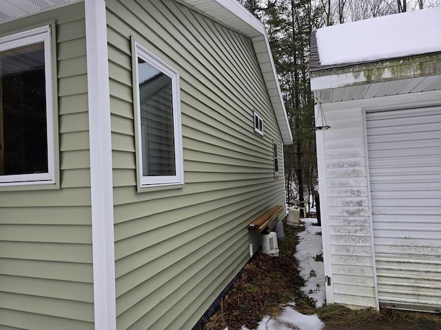 view of snow covered property