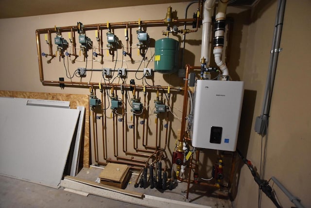 utility room with water heater