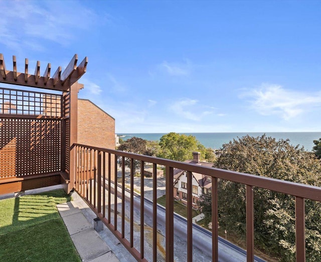 balcony with a water view