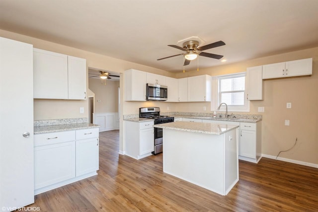 kitchen with white cabinets and stainless steel appliances