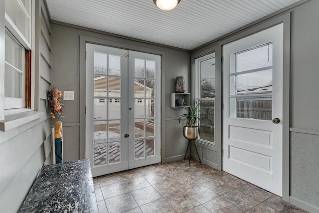 doorway to outside with french doors