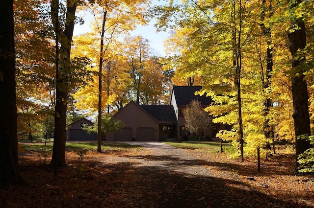 view of front of property with a garage