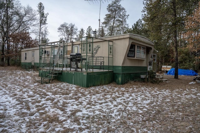 view of snow covered exterior