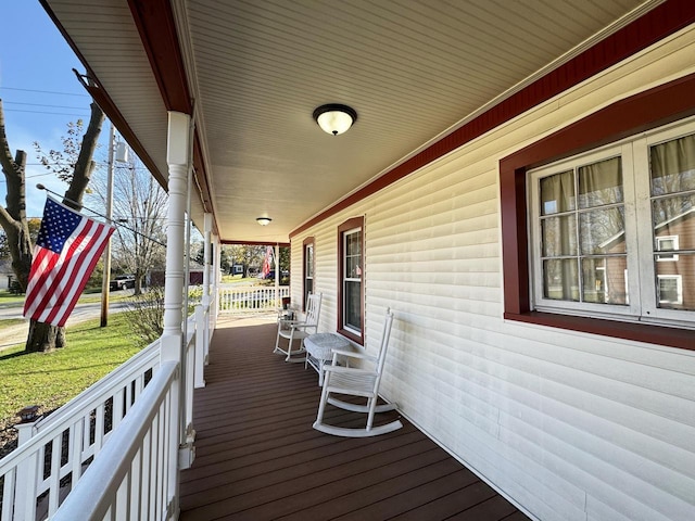 deck with a porch