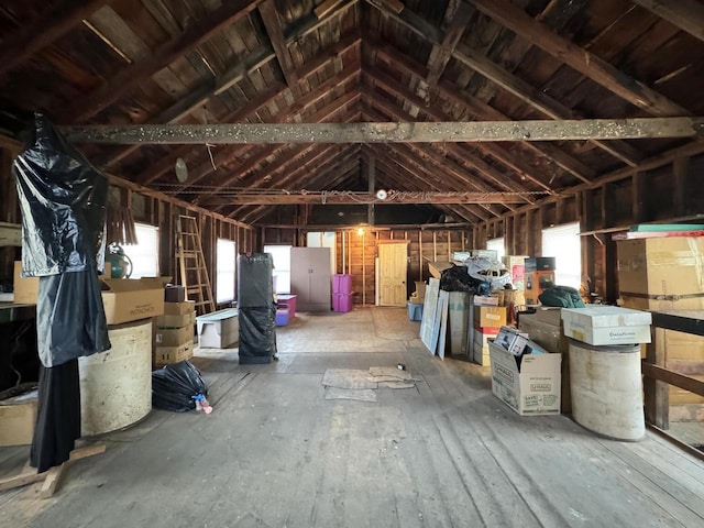 interior space featuring lofted ceiling