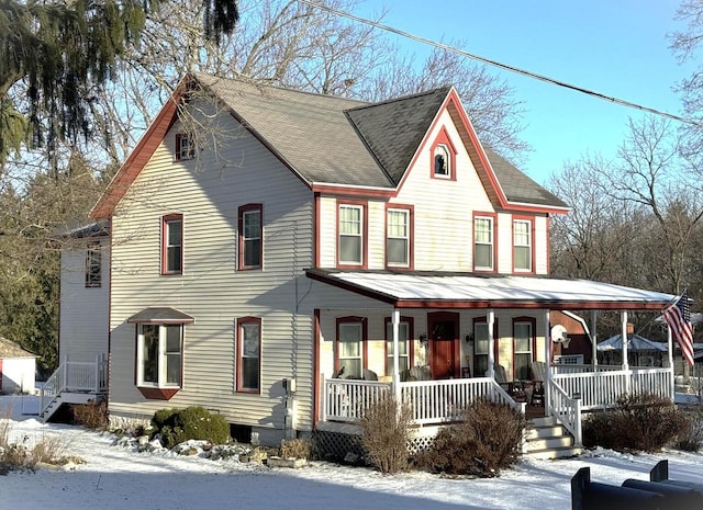 view of front of home featuring covered porch