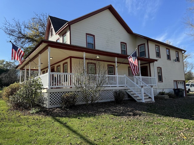 view of front of house with a front lawn and a porch