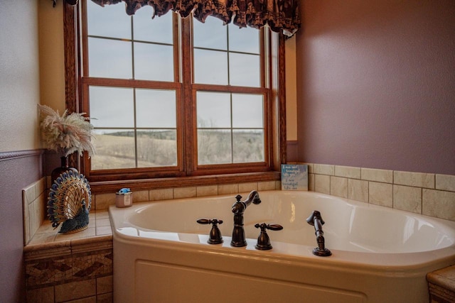 bathroom featuring a washtub