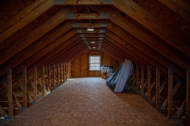 view of unfinished attic