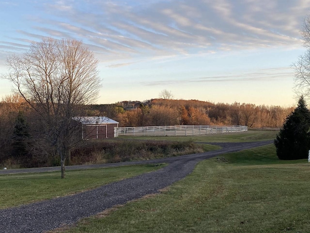 view of road featuring a rural view