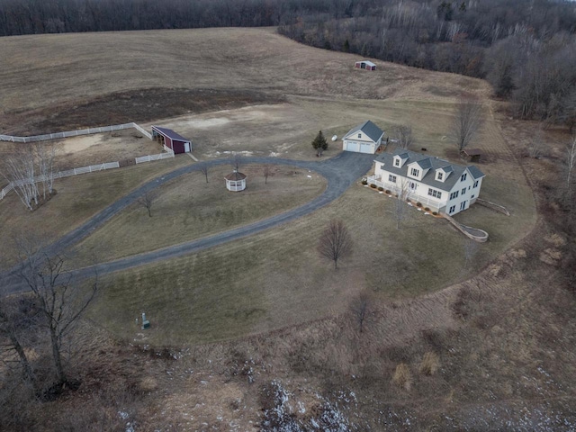 aerial view with a rural view