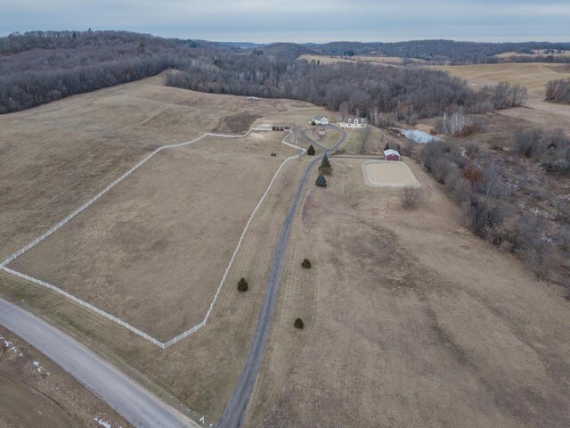 aerial view featuring a rural view