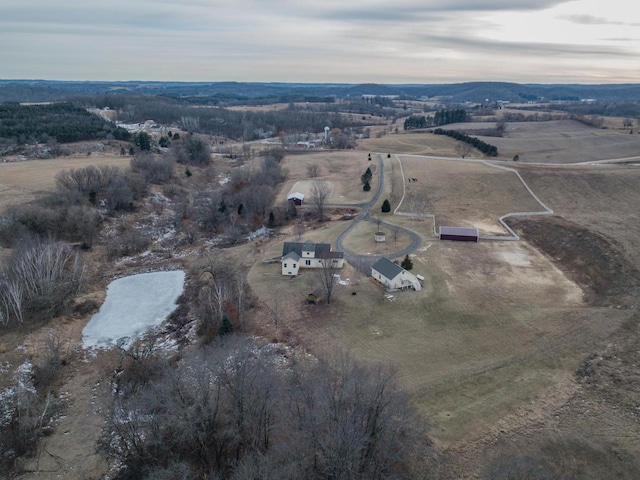 drone / aerial view featuring a rural view