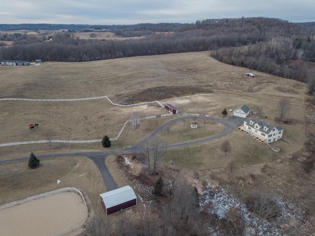 aerial view with a rural view