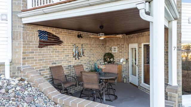 view of patio with ceiling fan